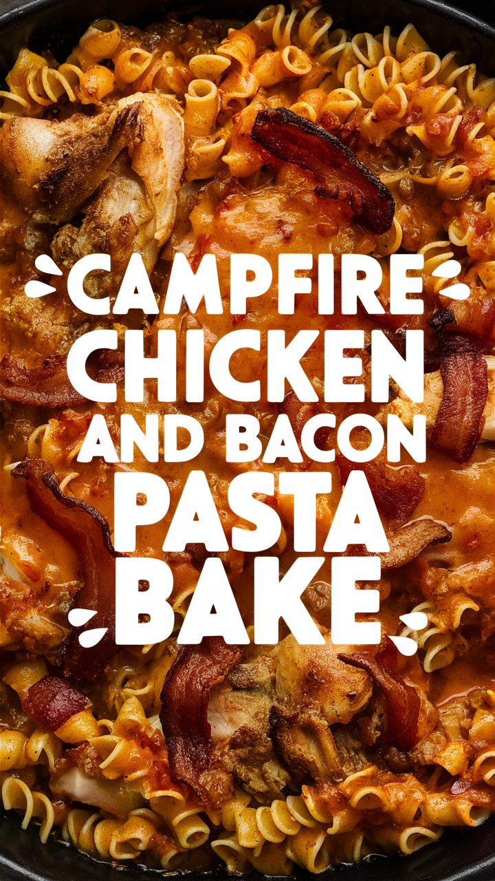 Chicken pasta bake, Bacon pasta bake, Campfire cooking, Outdoor cooking, Pasta recipes