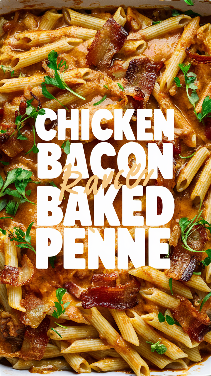 Chicken bacon ranch, Chicken bacon penne, Baked penne recipe, Bacon ranch pasta, Penne with bacon