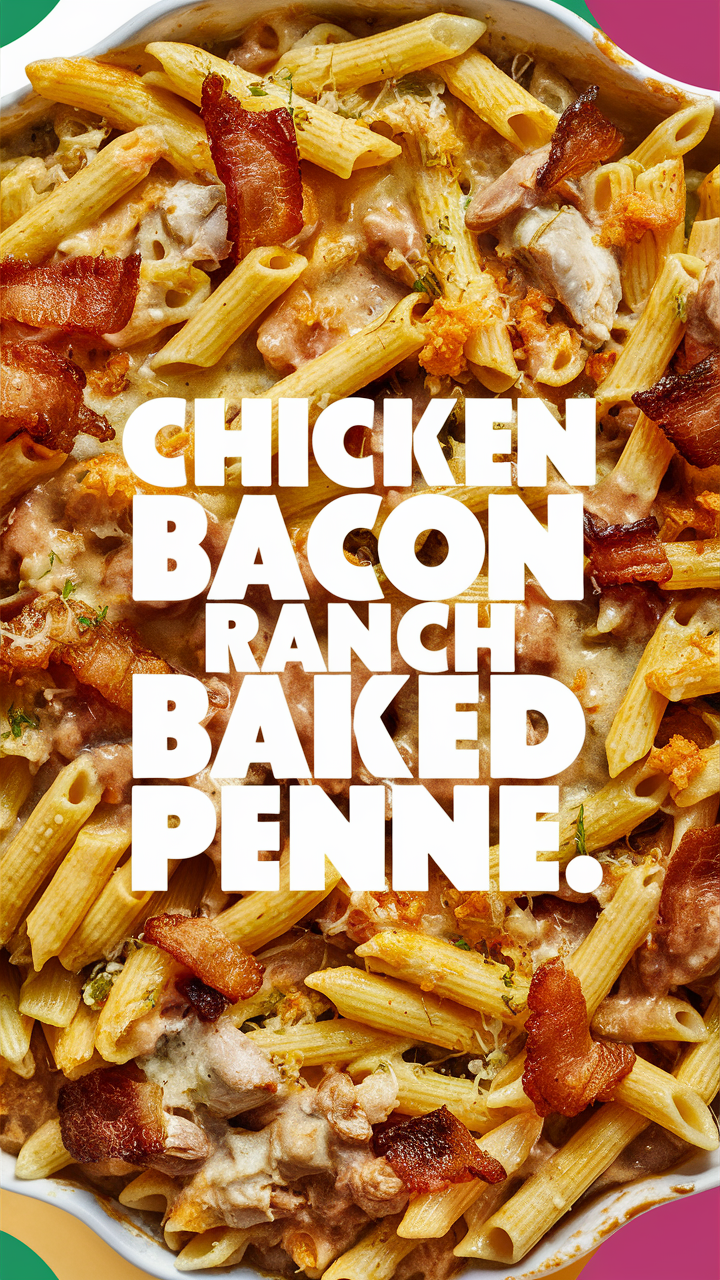 Chicken bacon ranch, Chicken bacon penne, Baked penne recipe, Bacon ranch pasta, Penne with bacon