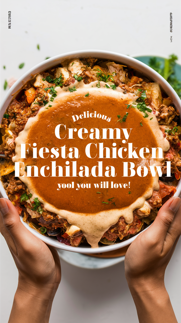 Creamy chicken enchilada, chicken enchilada bowl, creamy chicken recipe, fiesta chicken recipe, enchilada dinner recipe