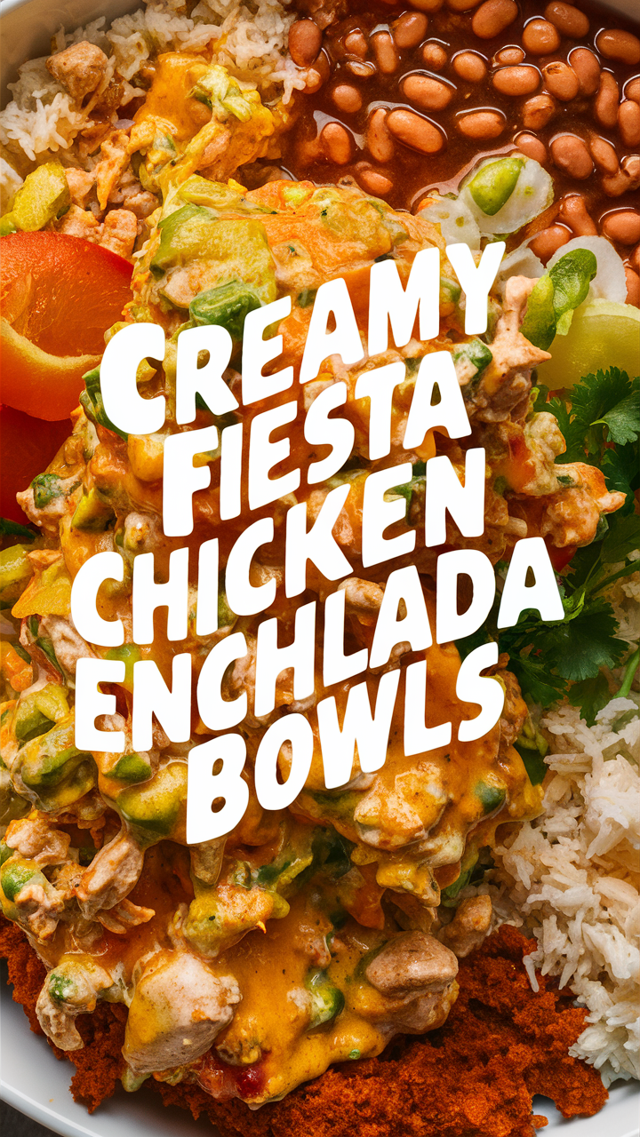Creamy chicken enchilada, Mexican Fiesta bowls, Chicken Enchilada recipe, Creamy Enchilada sauce, Chicken Enchilada casserole