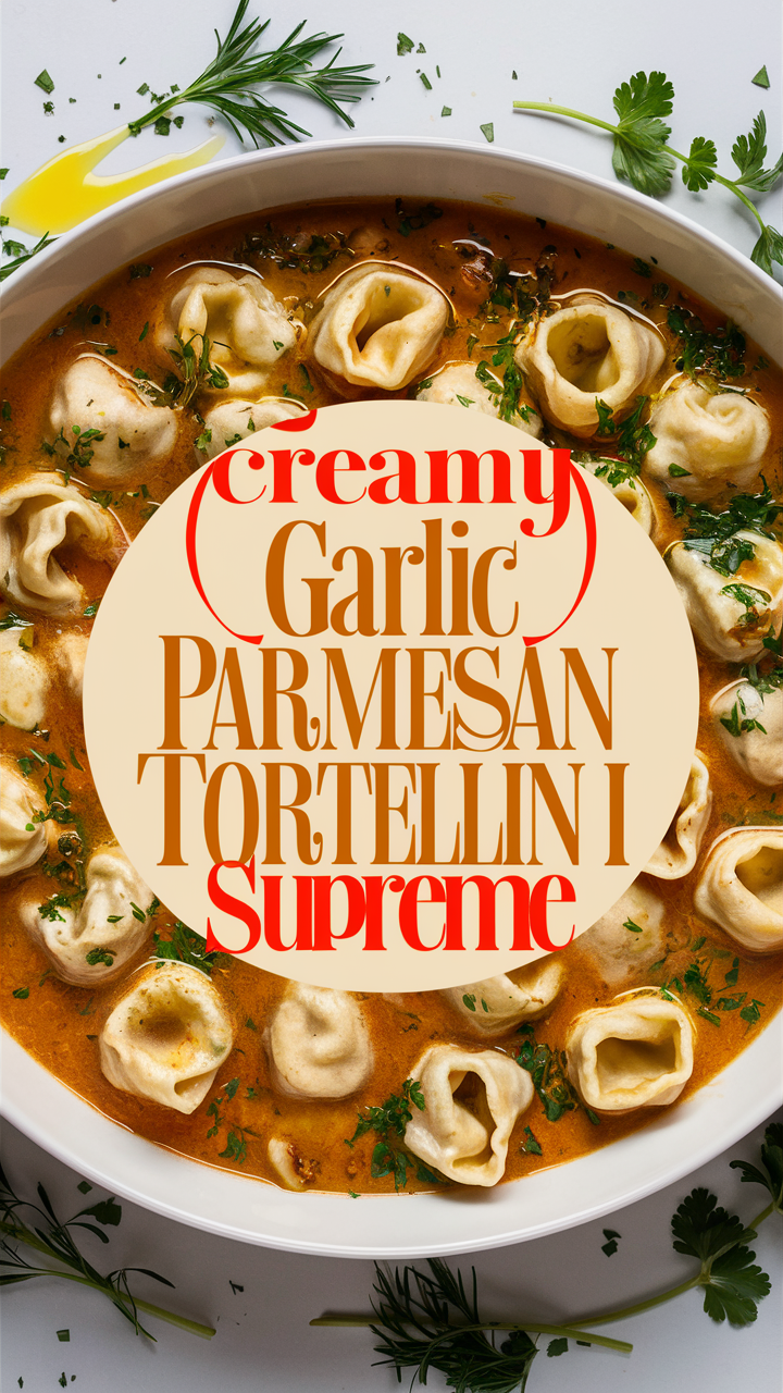 Creamy garlic pasta, Parmesan tortellini, Garlic herb pasta, Creamy pasta supreme, Garlic parmesan Alfredo