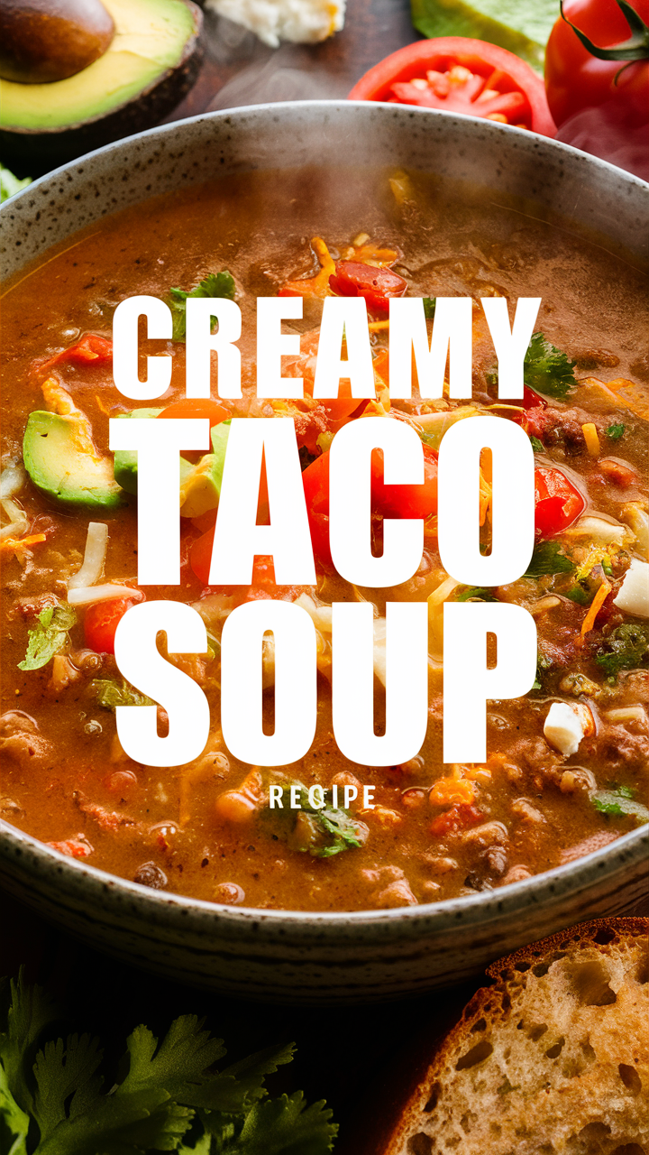Creamy soup recipe, Quick taco soup, Easy taco soup, Spicy soup recipe, Mexican taco soup