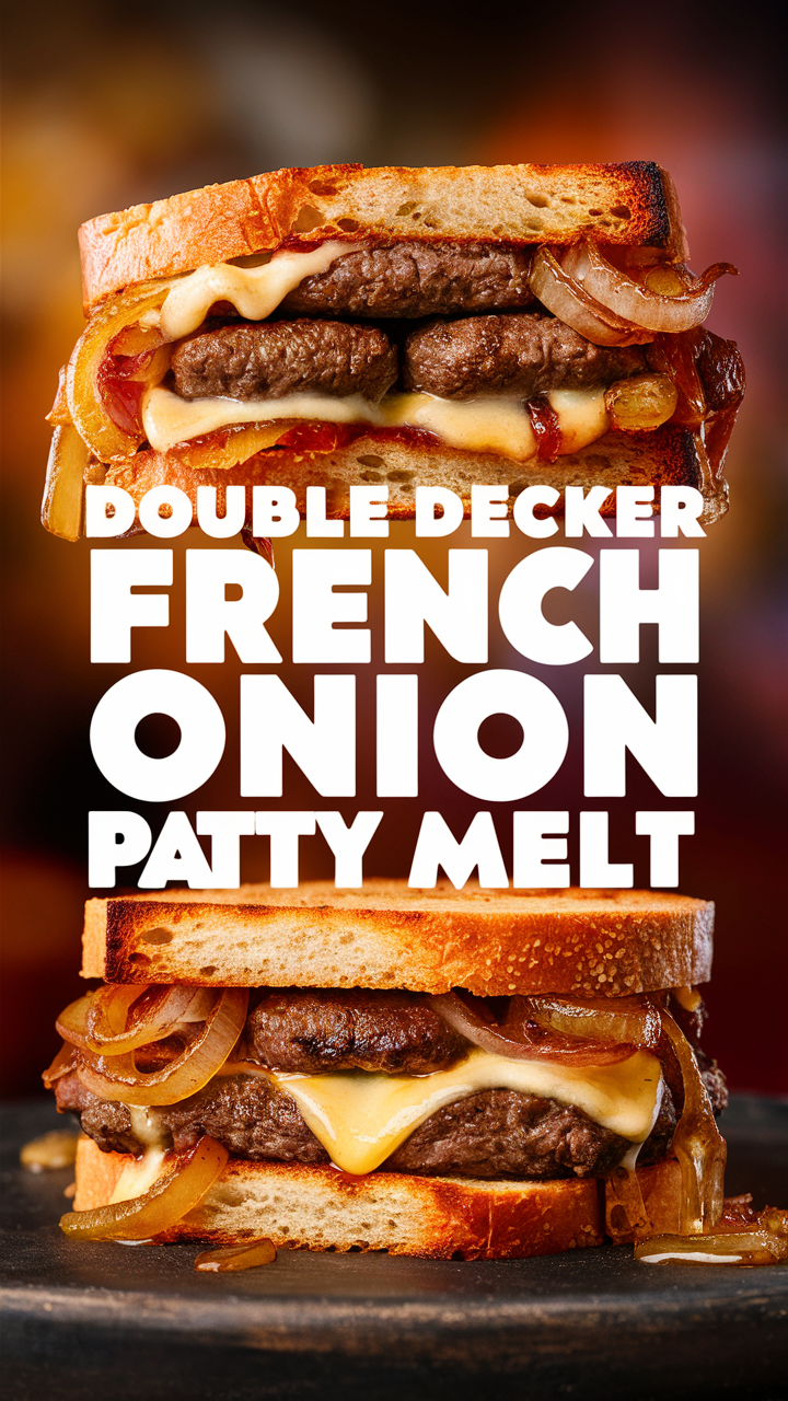 Double Decker Patty Melt, Patty Melt Recipe, French Onion Patty Melt, Double Decker Recipe, French Onion Melt
