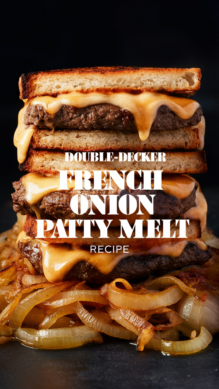 Double Decker Patty Melt, Patty Melt Recipe, French Onion Patty Melt, Double Decker Recipe, French Onion Melt