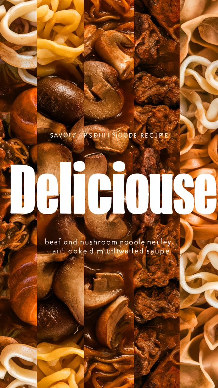 Beef noodle recipe, Beef noodle stir fry, Mushroom noodle dish, Savory noodle meal, Mushroom beef noodle stir fry