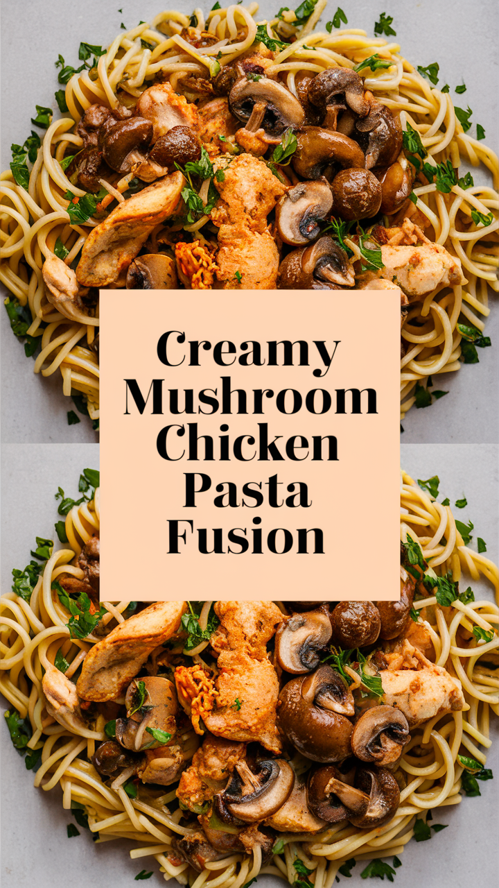 Savory chicken pasta, Creamy mushroom chicken, Pasta fusion recipe, Homemade creamy pasta, Delicious mushroom pasta