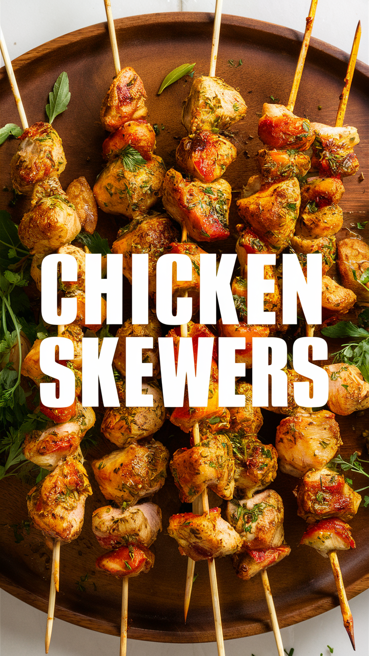 Herb-infused chicken skewers, Chicken skewer recipe, Grilled chicken skewers, Herb-marinated chicken skewers, Savory chicken skewer