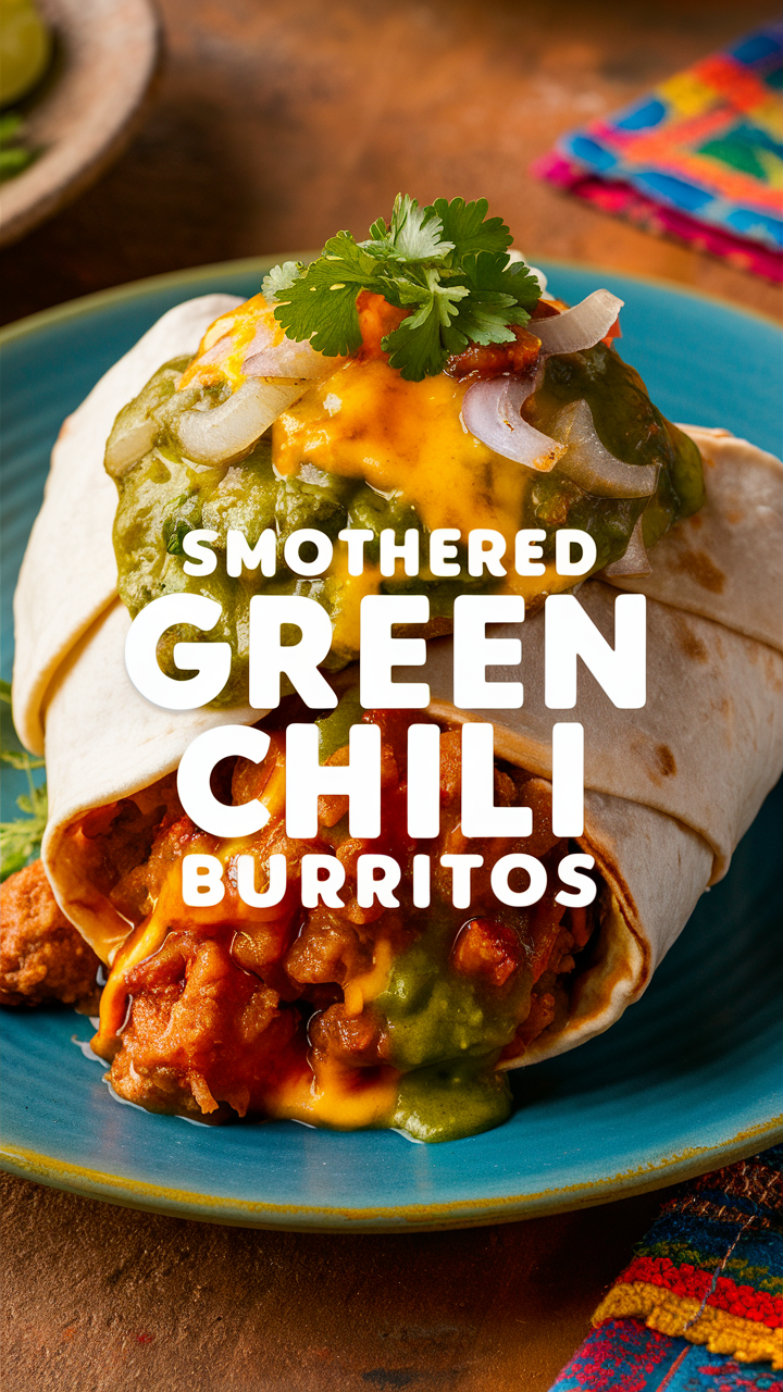 Green chili burritos, Mexican food recipe, Green chili sauce, Spicy burrito recipe, Southwest cuisine