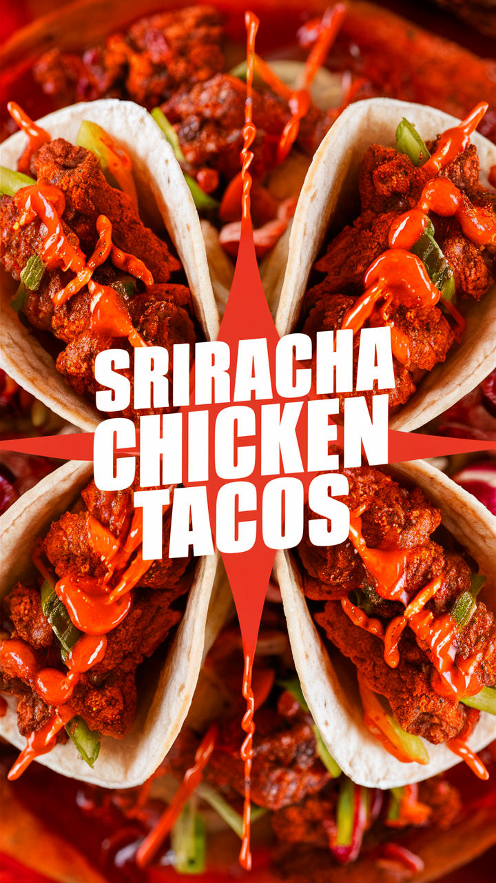Spicy chicken tacos, Sriracha chicken recipe, Spicy Sriracha chicken, Chicken Sriracha tacos, Spicy chicken taco recipe