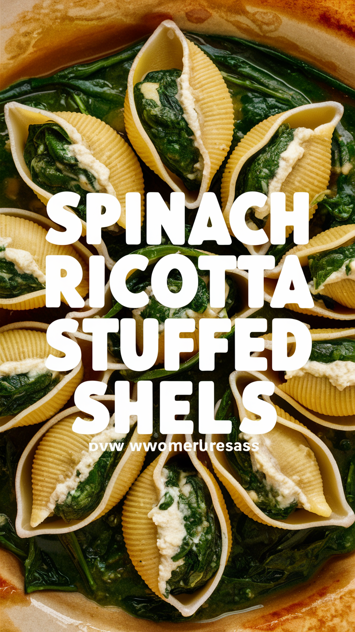 Spinach Ricotta Stuffed Shells, Ricotta Stuffed Pasta Shells, Stuffed Pasta Shells Recipe, Spinach and Ricotta Shells, Spinach Ricotta Pasta Shells