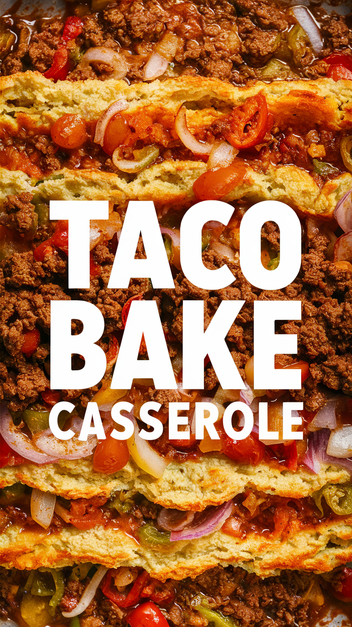 Taco casserole recipe, Mexican casserole, Easy taco bake, Ground beef casserole, Baked taco dish