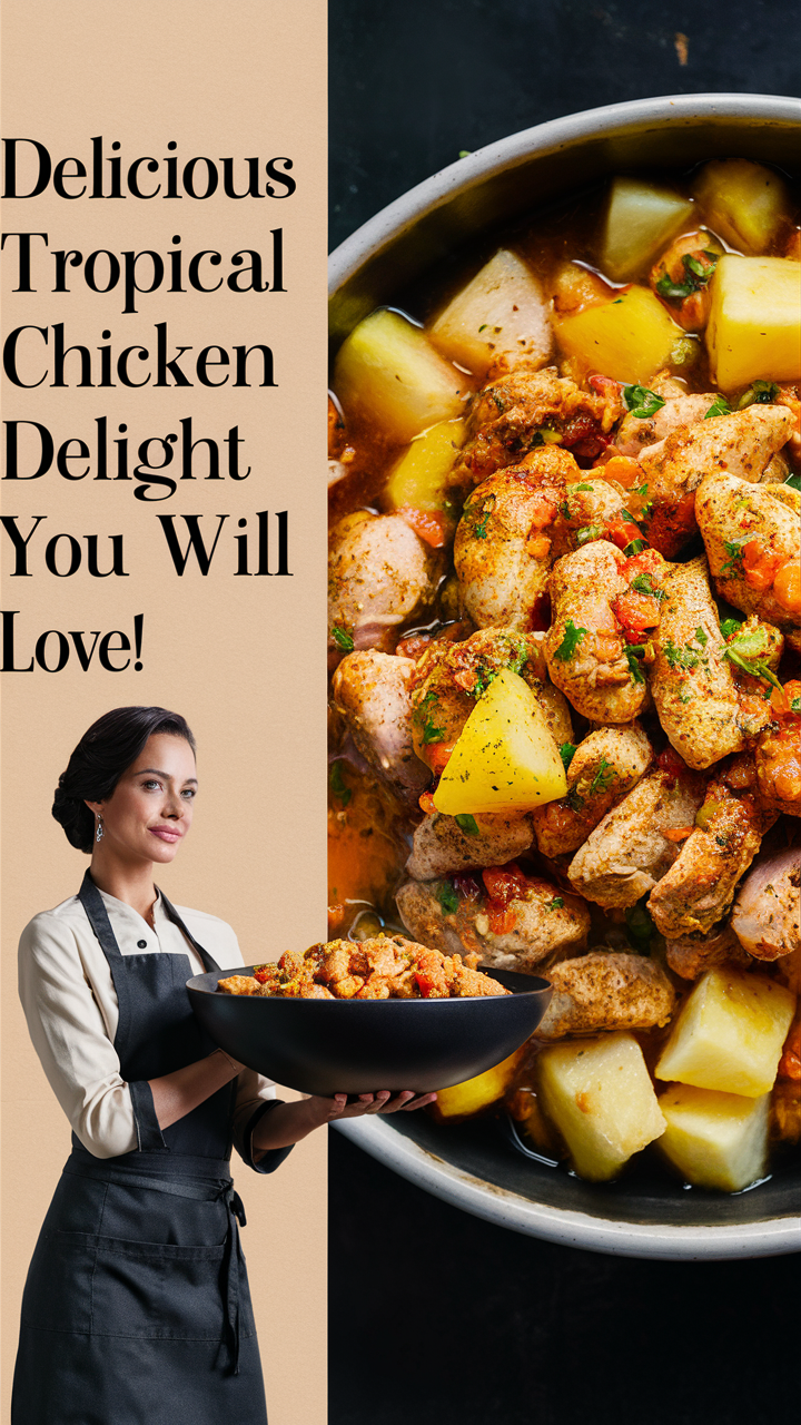 Tropical chicken recipe, Chicken delight dinner, Flavorful chicken dish, Tropical flavors, Dinner recipe ideas