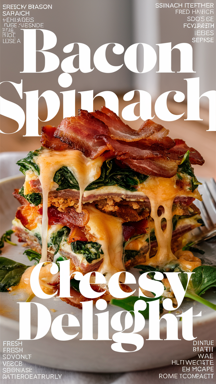 Cheese spinach casserole, Bacon spinach bake, Cheesy spinach casserole, Bacon cheese bake, Spinach bacon gratin