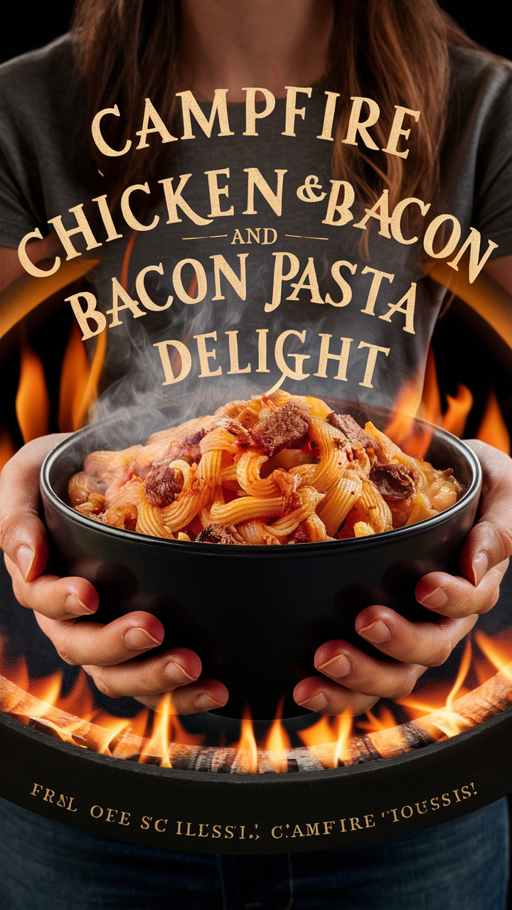 Delicious Chicken Bacon Pasta, Campfire Cooking, Outdoor Pasta Recipe, Easy Campfire Meal, Cooking Over Campfire