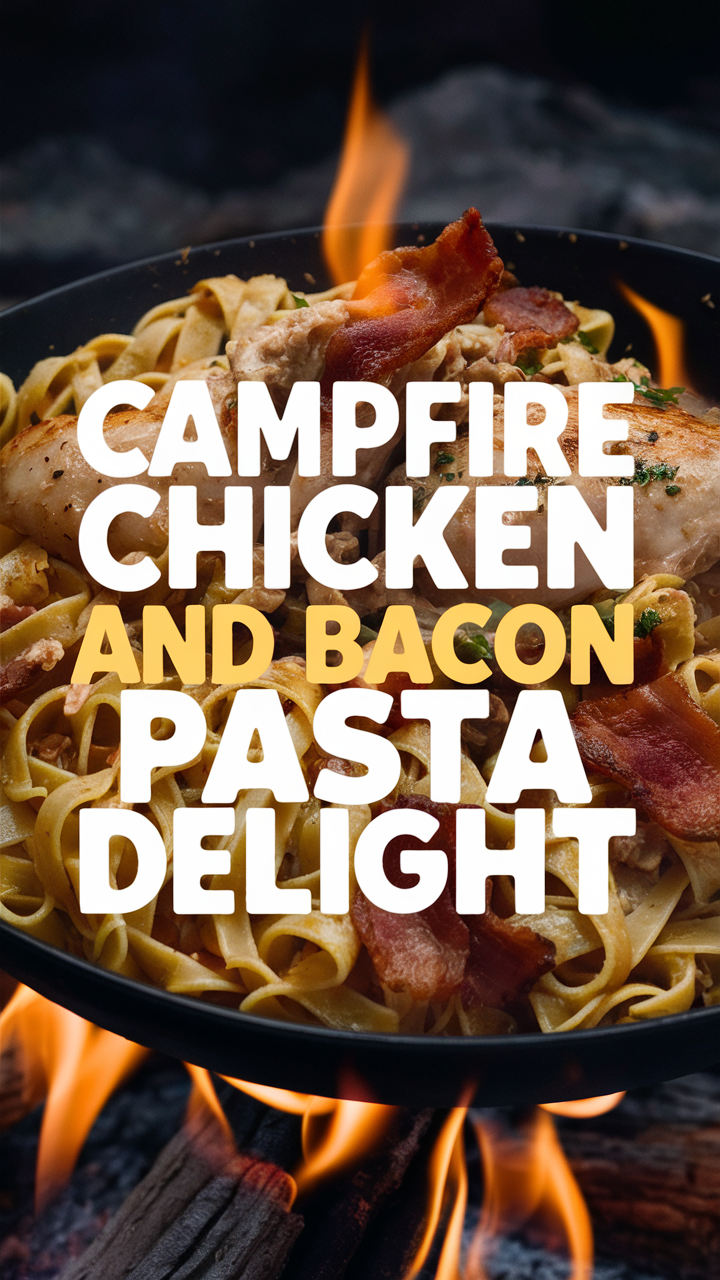 Delicious Chicken Bacon Pasta, Campfire Cooking, Outdoor Pasta Recipe, Easy Campfire Meal, Cooking Over Campfire