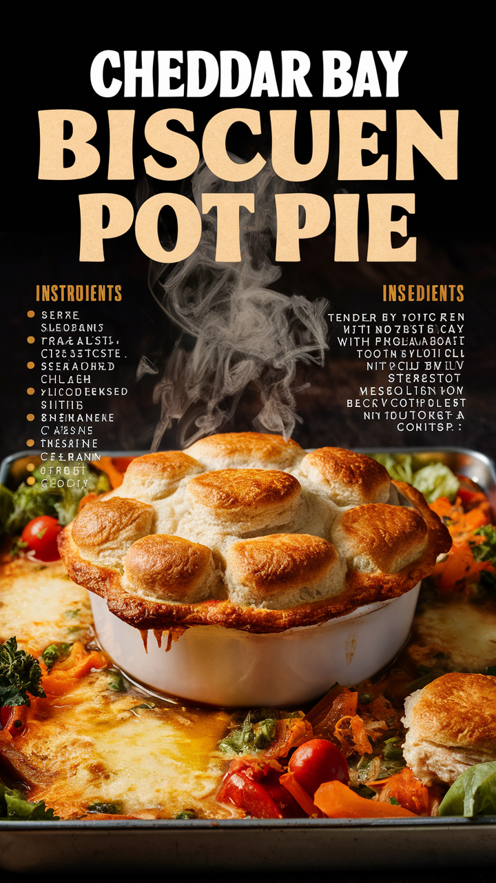 Cheddar Bay Biscuit Recipe, Chicken Pot Pie Recipe, Homemade Cheddar Bay Biscuits, Easy Chicken Pot Pie, Cheddar Bay Biscuit Chicken Pot Pie