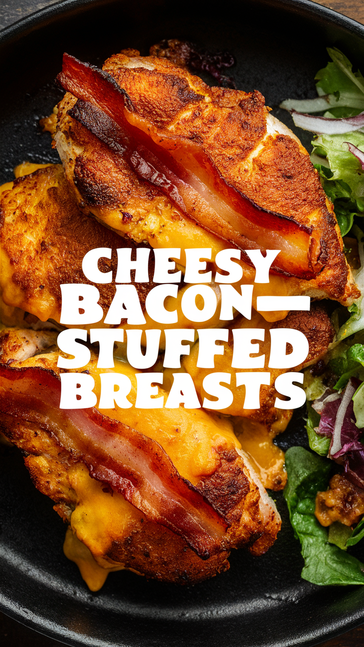 Cheesy chicken recipe, Bacon filled chicken breast, Stuffed chicken breast, Gourmet chicken dish, Bacon and cheese stuffed chicken