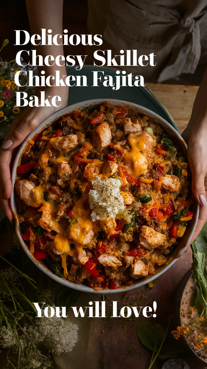 Chicken fajita recipe, Mexican chicken bake, Cheesy chicken skillet, Skillet chicken fajitas, Baked fajita chicken