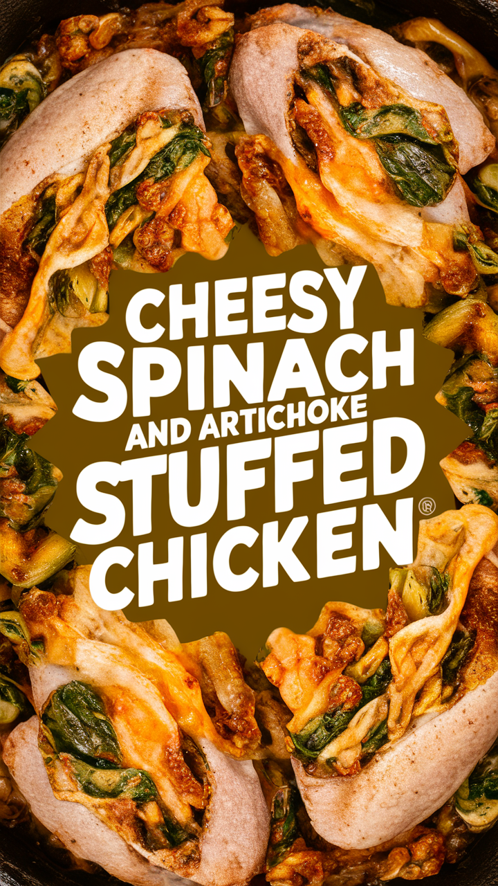 Cheesy Spinach Stuffed Chicken, Artichoke Stuffed Chicken, Spinach and Artichoke Chicken, Stuffed Chicken Recipe, Cheesy Chicken Recipe