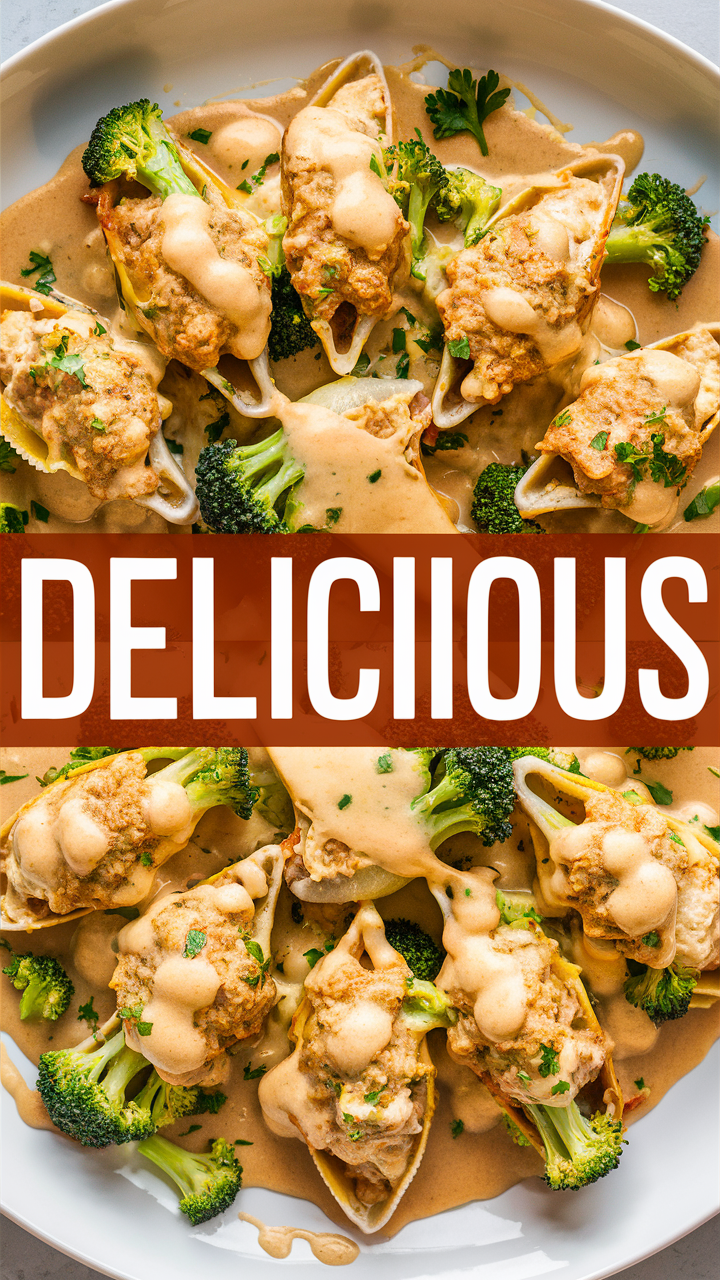 Chicken Alfredo recipe, Broccoli Alfredo pasta, Stuffed Shells recipe, Alfredo cheese sauce, Baked stuffed pasta