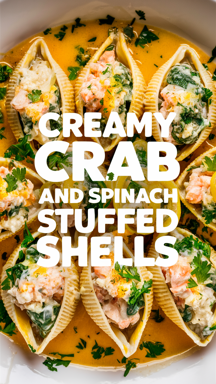 Crab stuffed shells, Spinach stuffed shells, Stuffed pasta shells, Crab and spinach stuffed shells, Creamy pasta shells