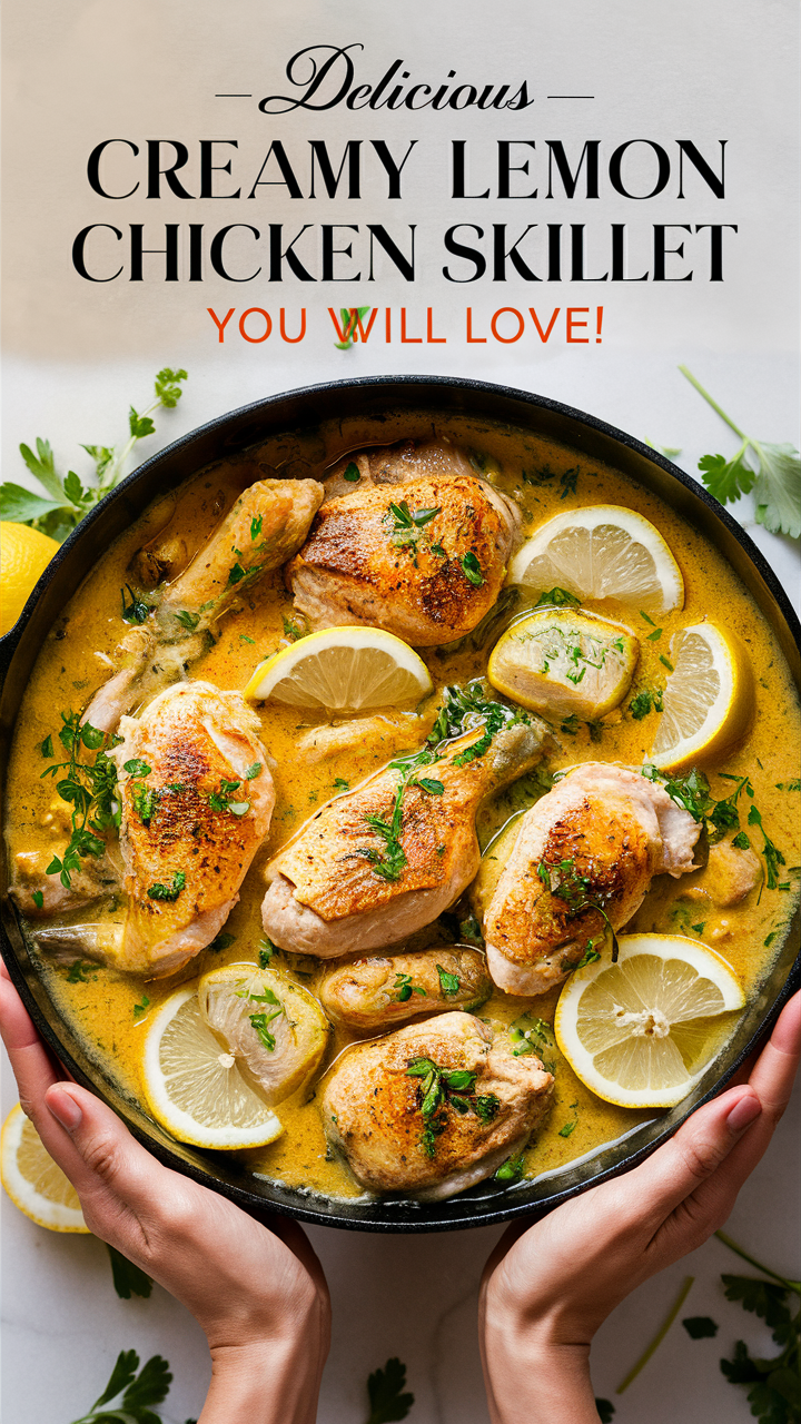 Chicken recipes, Lemon herb chicken, Skillet chicken, Creamy chicken, Herb chicken