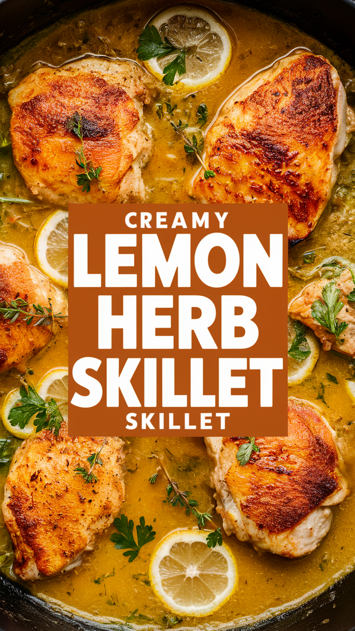 Chicken recipes, Lemon herb chicken, Skillet chicken, Creamy chicken, Herb chicken