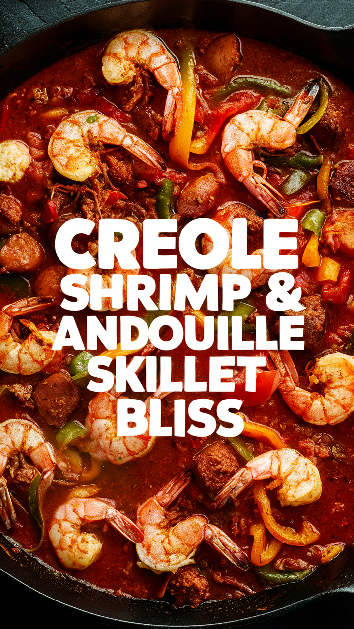 Creole shrimp andouille recipe, Creole Cajun shrimp skillet, Andouille sausage shrimp dish, Spicy Creole shrimp skillet, Southern Creole shrimp recipe