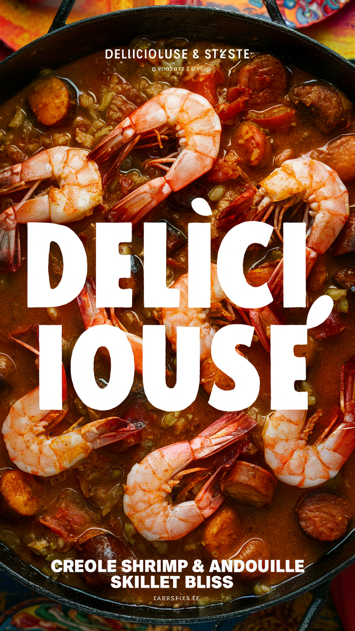 Creole shrimp andouille recipe,
Creole Cajun shrimp skillet, 
Andouille sausage shrimp dish,
Spicy Creole shrimp skillet, 
Southern Creole shrimp recipe