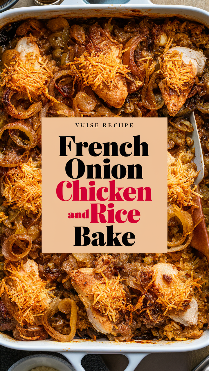 French onion chicken rice bake, 
Creamy French onion chicken,
French onion chicken casserole, 
French onion chicken bake, 
French onion chicken and rice