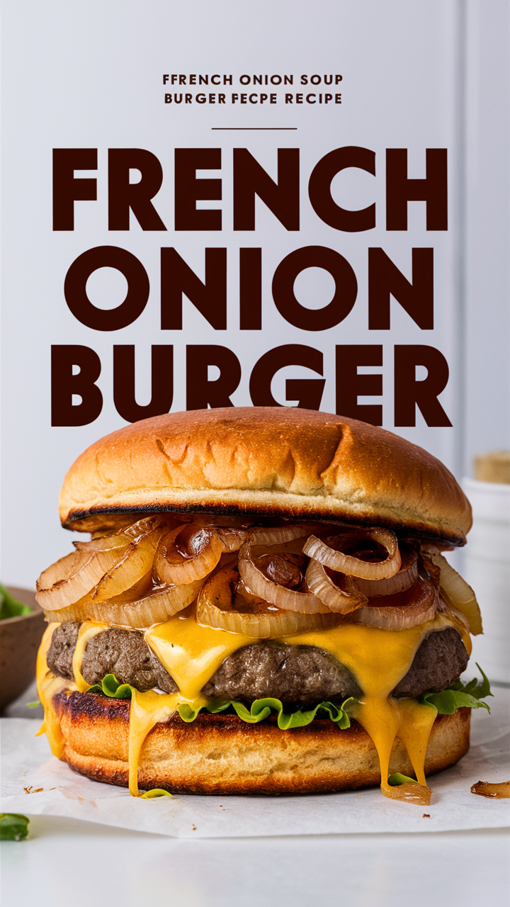 French Onion Soup Burger Recipe, Gourmet Burger Recipe, Homemade Burger Recipe, French Onion Burger Recipe, Delicious Burger Recipe