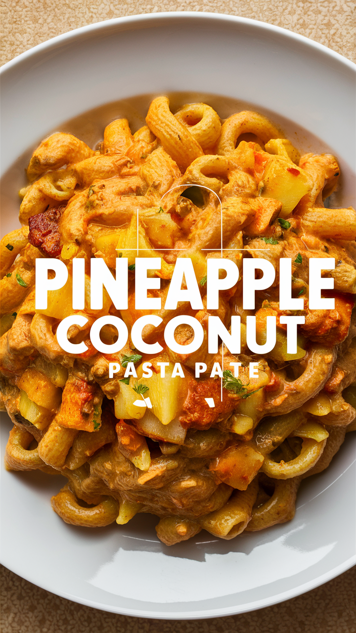 Pineapple pasta recipe, Coconut pineapple noodles, Pineapple coconut spaghetti, Tropical pasta dish, Exotic pasta salad