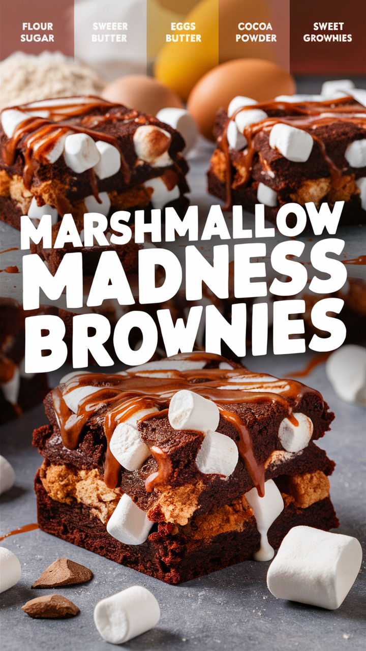 Marshmallow brownies, gourmet brownies, chocolate marshmallow, decadent desserts, homemade brownies