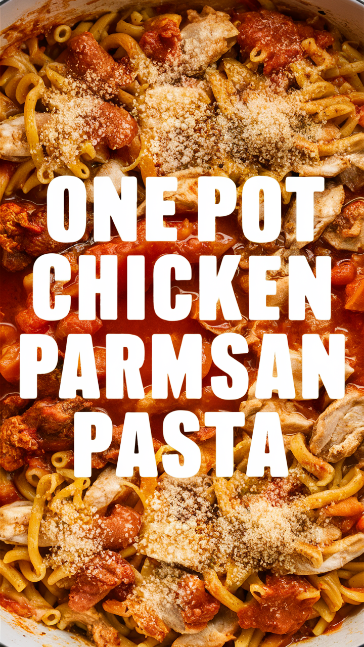 Chicken Parmesan Pasta, One Pot Chicken Parmesan, Easy Chicken Parmesan Recipe, One Pot Pasta Recipe,  Chicken Parmesan Skillet