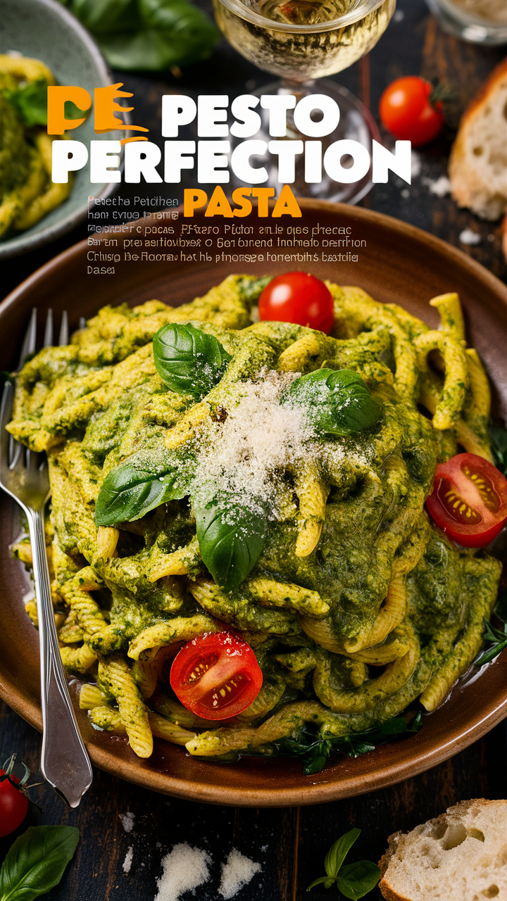 Pasta recipe, Homemade pesto, Fresh basil pesto, Italian pasta dish, Tomato basil pasta