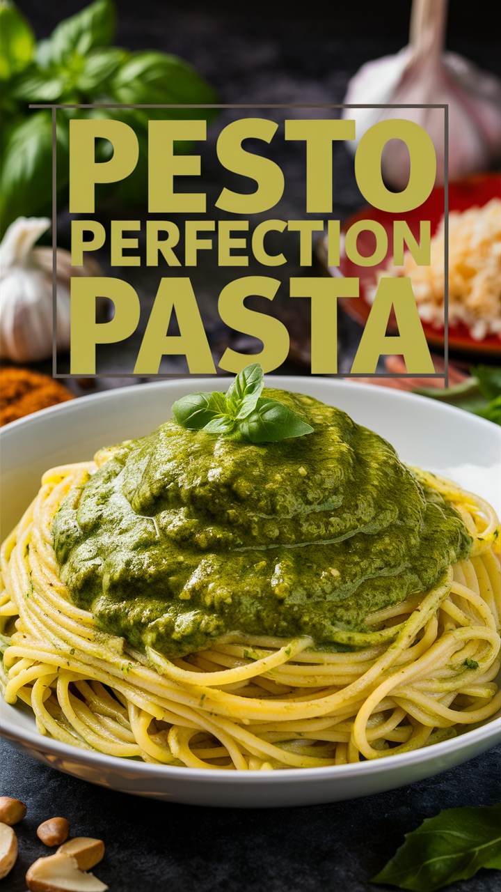 Pasta recipe, Homemade pesto, Fresh basil pesto, Italian pasta dish, Tomato basil pasta