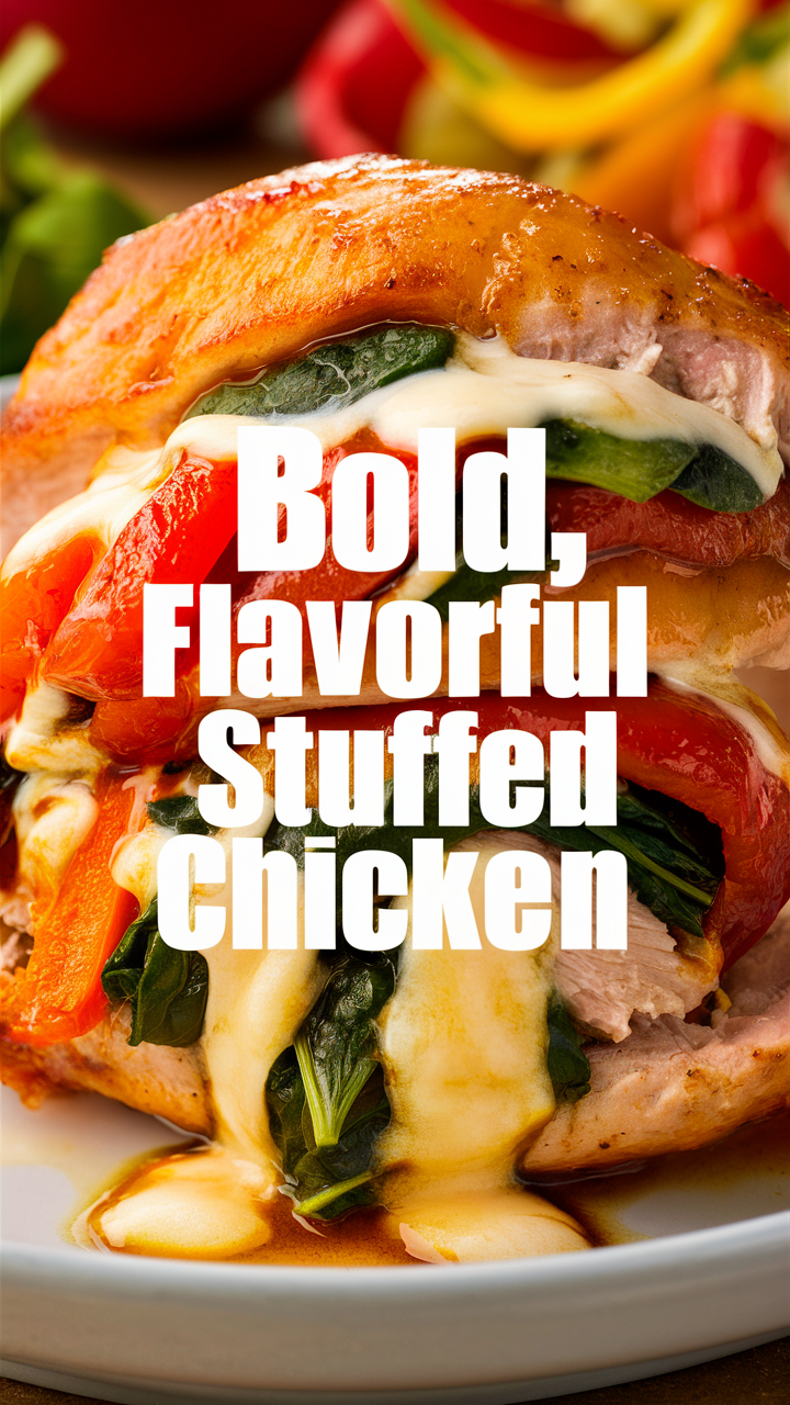 Roasted Red Pepper Stuffed Chicken, Spinach Mozzarella Chicken, Stuffed Chicken Recipe, Red Pepper Chicken, Mozzarella Stuffed Chicken