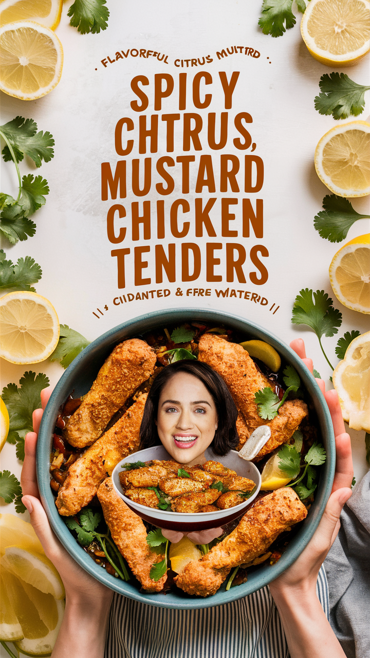 Spicy chicken tenders, citrus chicken recipe, mustard chicken tenders, homemade chicken tenders, flavorful chicken tenders