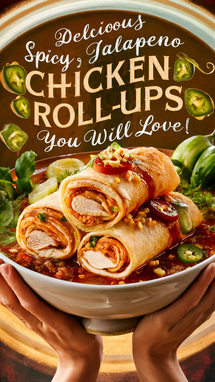 Spicy chicken roll recipe, Chicken jalapeno wraps, Flavorful chicken roll-ups, Tasty jalapeno chicken, Jalapeno chicken roll ups