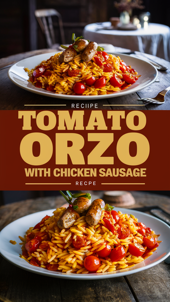 Chicken sausage recipe, Italian sausage recipe, Orzo recipe, Tomato Orzo recipe, Sausage and tomato recipe