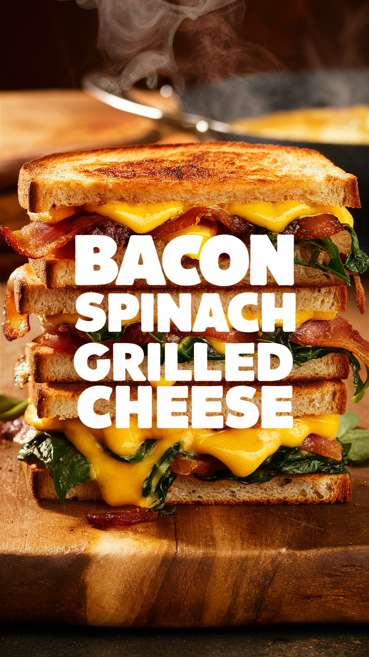 Bacon grilled cheese, Spinach grilled cheese, Gourmet grilled cheese, Cheesy bacon sandwich, Melty cheese sandwich