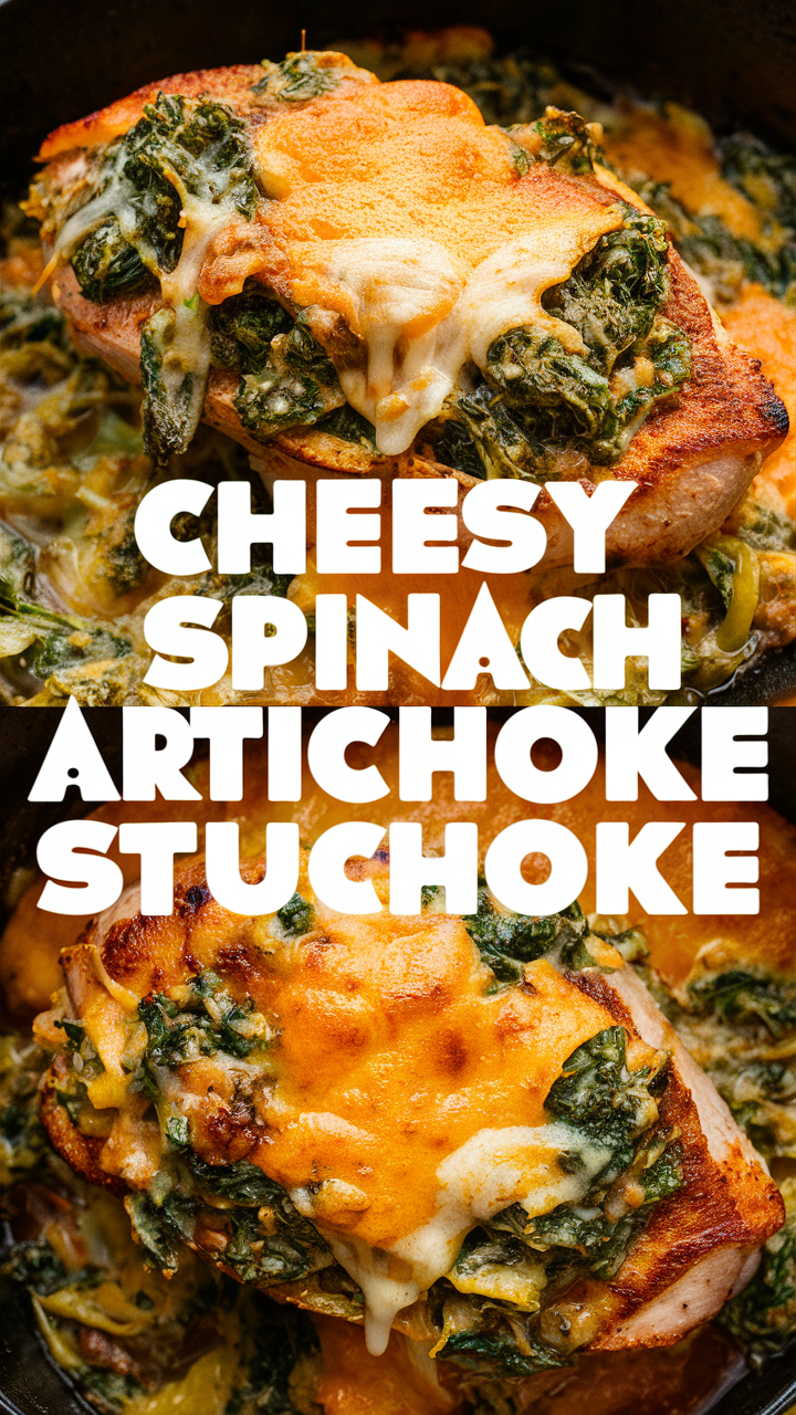 Cheesy Spinach Artichoke Stuffed Chicken, Stuffed Chicken Breast Recipe, Spinach Artichoke Chicken Bake, Artichoke Stuffed Chicken Breast, Spinach and Artichoke Stuffed Chicken