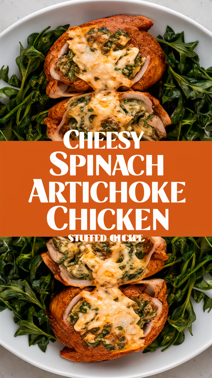 Cheesy Spinach Artichoke Stuffed Chicken,
Stuffed Chicken Breast Recipe,
Spinach Artichoke Chicken Bake,
Artichoke Stuffed Chicken Breast,
Spinach and Artichoke Stuffed Chicken