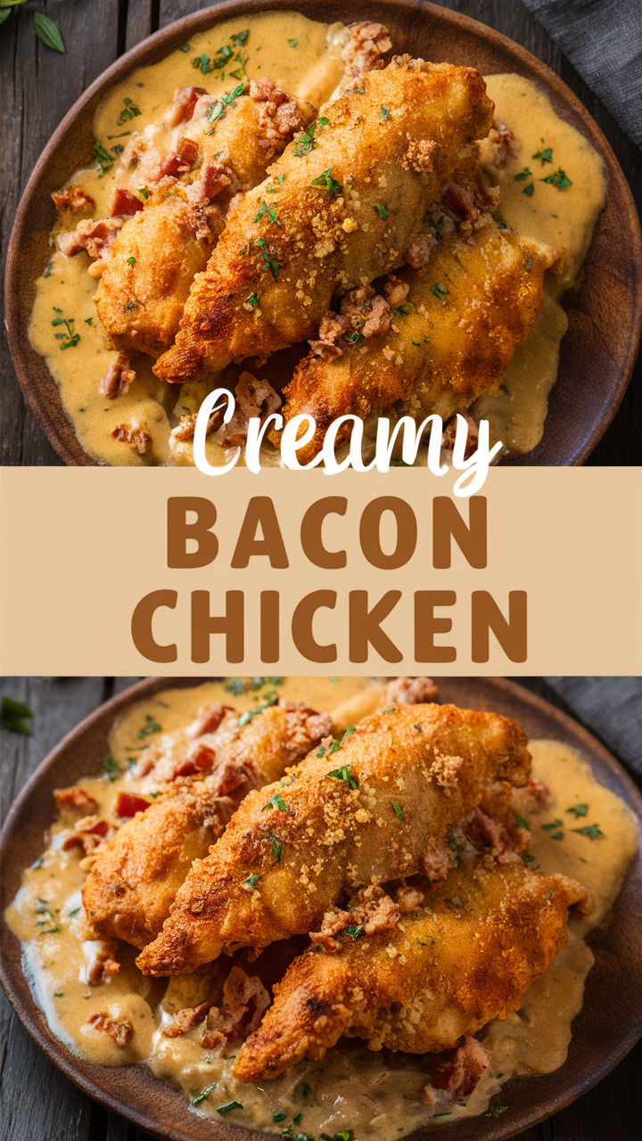 Creamy bacon chicken, bacon chicken recipe, easy bacon chicken, creamy chicken recipe, bacon cream sauce