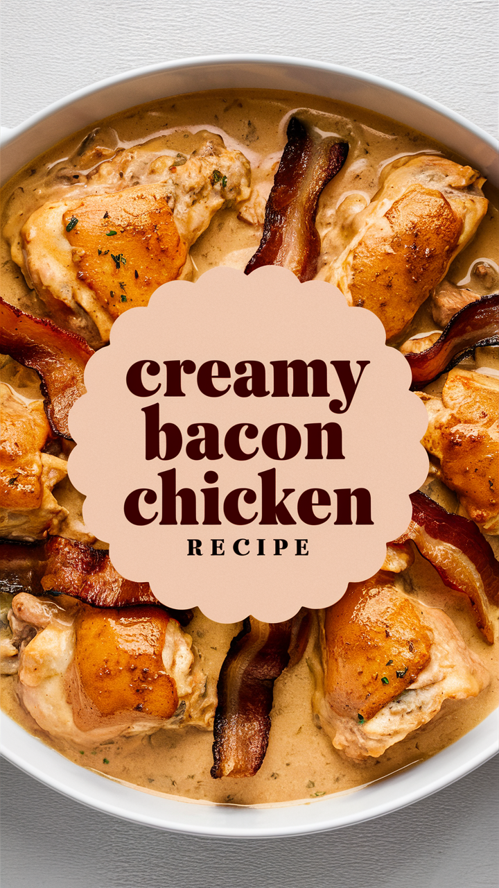 Creamy bacon chicken, bacon chicken recipe, easy bacon chicken, creamy chicken recipe, bacon cream sauce