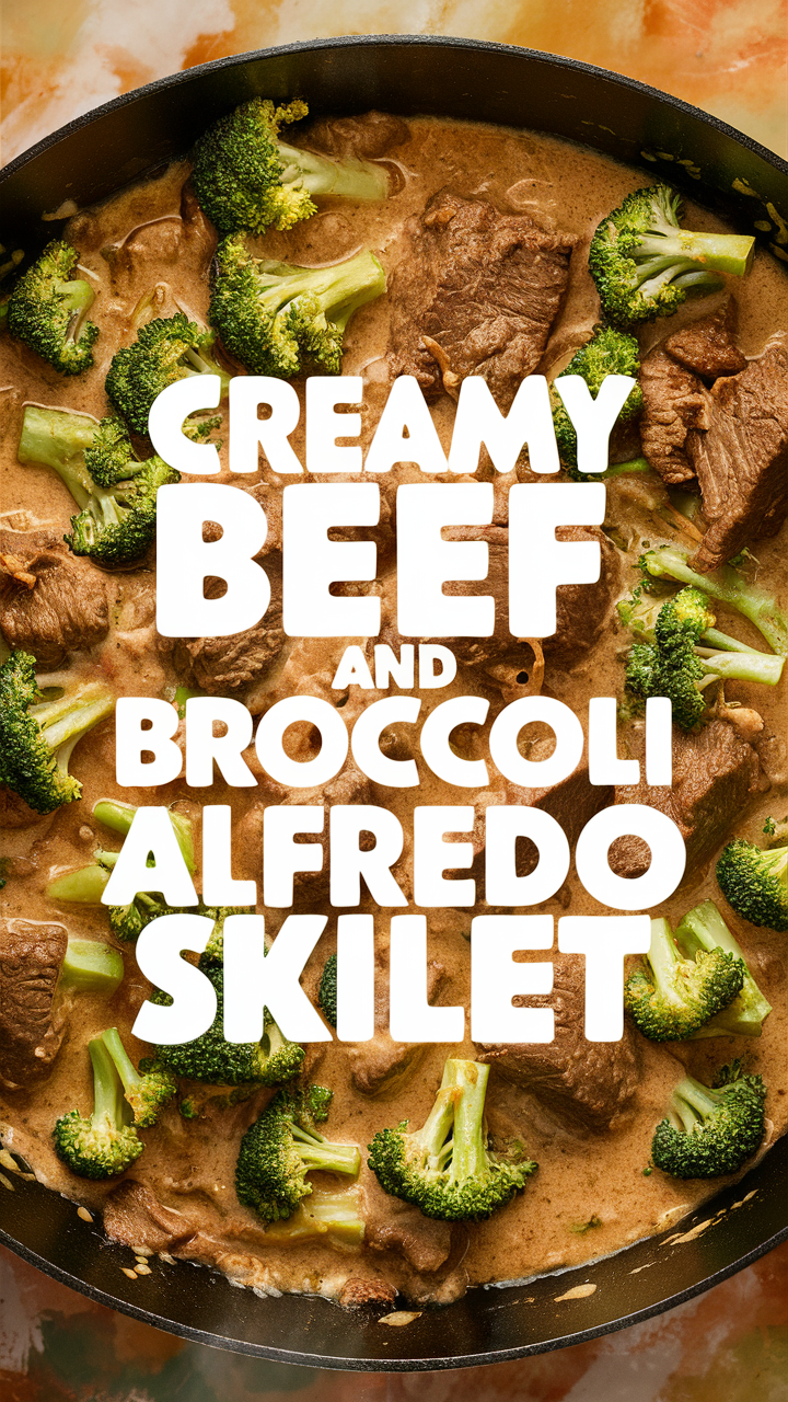 Beef and Broccoli Alfredo, Creamy Alfredo Skillet, Beef and Broccoli Skillet, Alfredo Beef Skillet, Creamy Beef Alfredo
