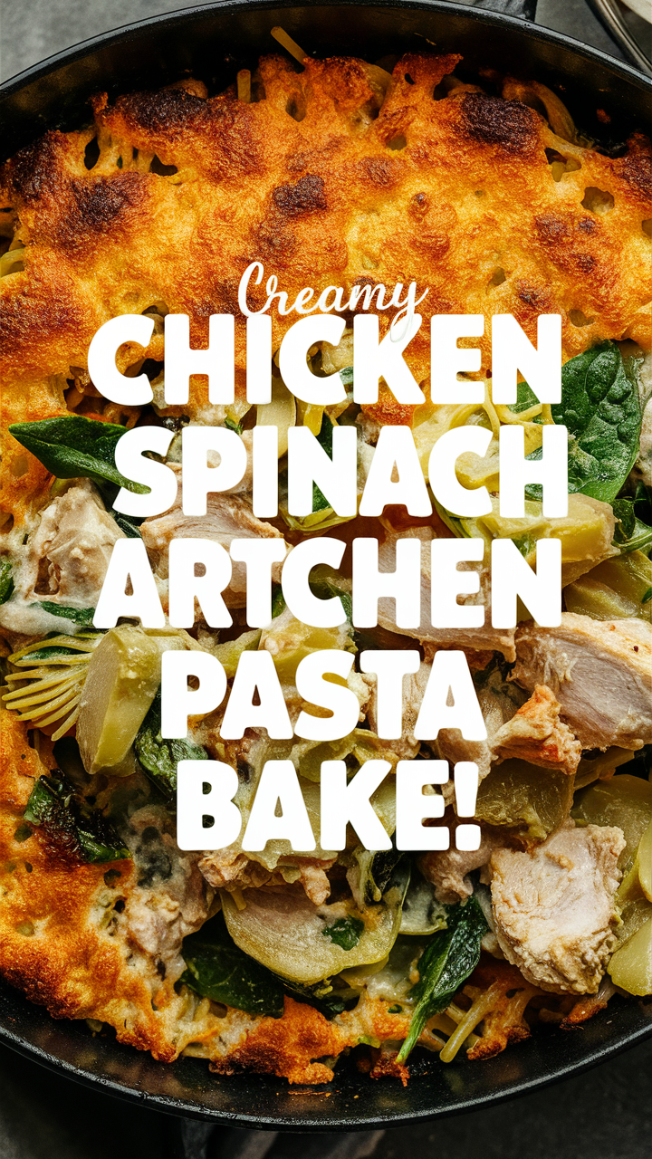Creamy chicken pasta, Chicken artichoke pasta, Spinach pasta bake, Creamy pasta bake, Chicken spinach pasta