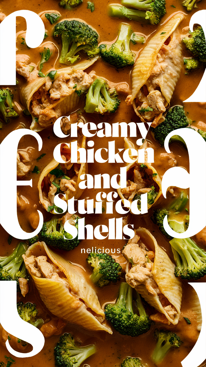Creamy chicken stuffed shells, Broccoli stuffed shells, Chicken and broccoli pasta, Creamy pasta dishes, Stuffed pasta recipes