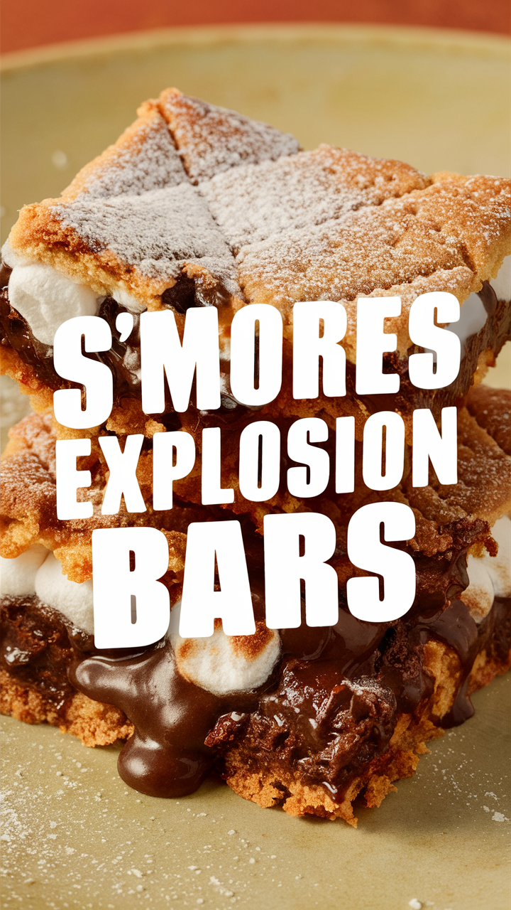 S'mores Explosion Bars, gourmet s'mores recipe, decadent dessert bars, campfire treats, indulgent chocolate marshmallow bars
